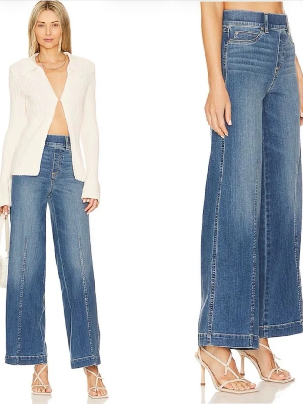 SPANX Large Tall Blue Wide-Leg Flare Jeans
